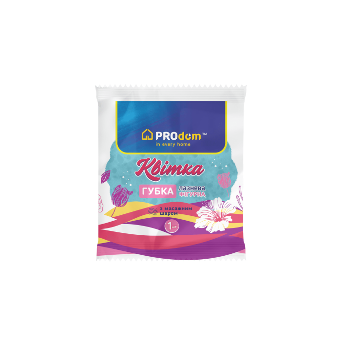 Губка банна КВІТКА 1шт з мас.шаром