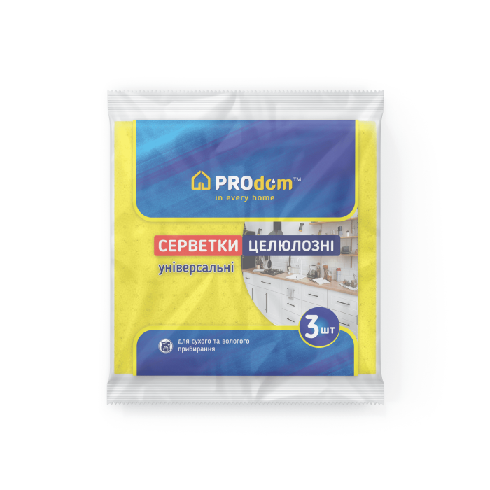 Серветки целюлозні 3 шт ТМ Продом