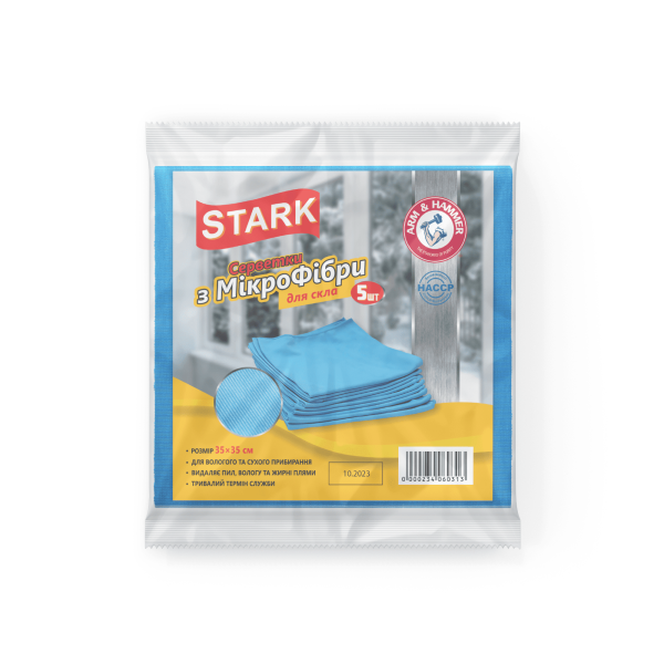 Серветки з мікрофібри для скла та дзеркал5шт TM STARK35*35
