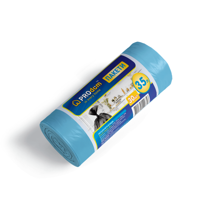 Пакети для сміття  35*30 сині ТМ PROdom