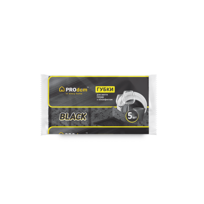 Губка кухонна 5 шт пориста "BLACK" PRODOM