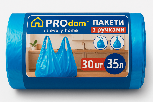 Пакети для сміття 35*30  з ручками  ТМ PROdom