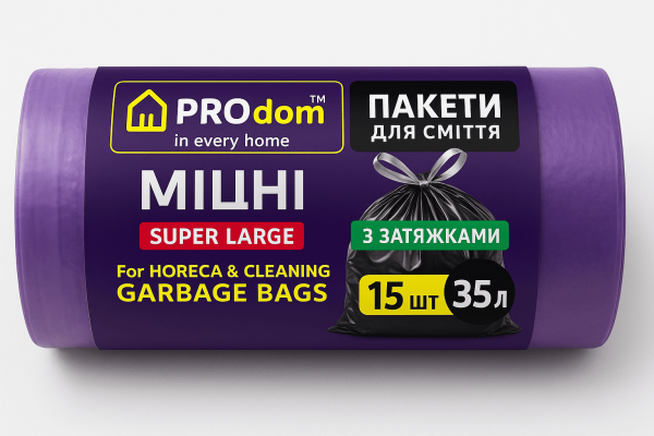Пакети для сміття 35*15 МІЦНІ с зав'язками ТМ PROdom