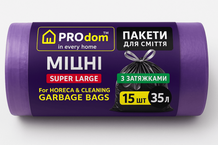 Пакети для сміття 35*15 МІЦНІ с зав'язками ТМ PROdom
